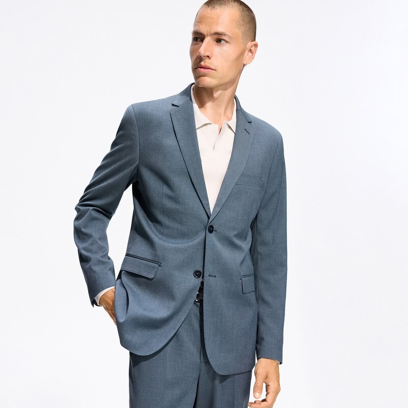Reserved - Slim fit sako s viskózou - ocelově modrá