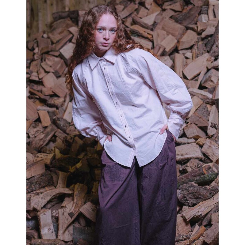 Muse Assembly oversized erin shirt in light pink