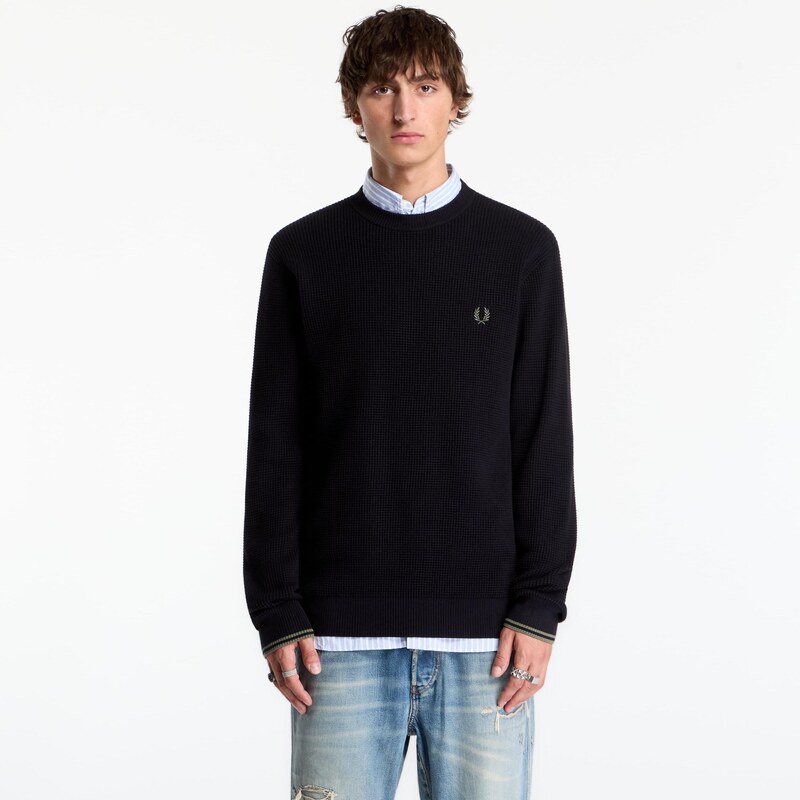 Svetr FRED PERRY Waffle Stitch Jumper Black L