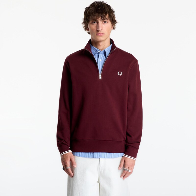 Mikina FRED PERRY Half Zip Sweatshirt Oxblood L