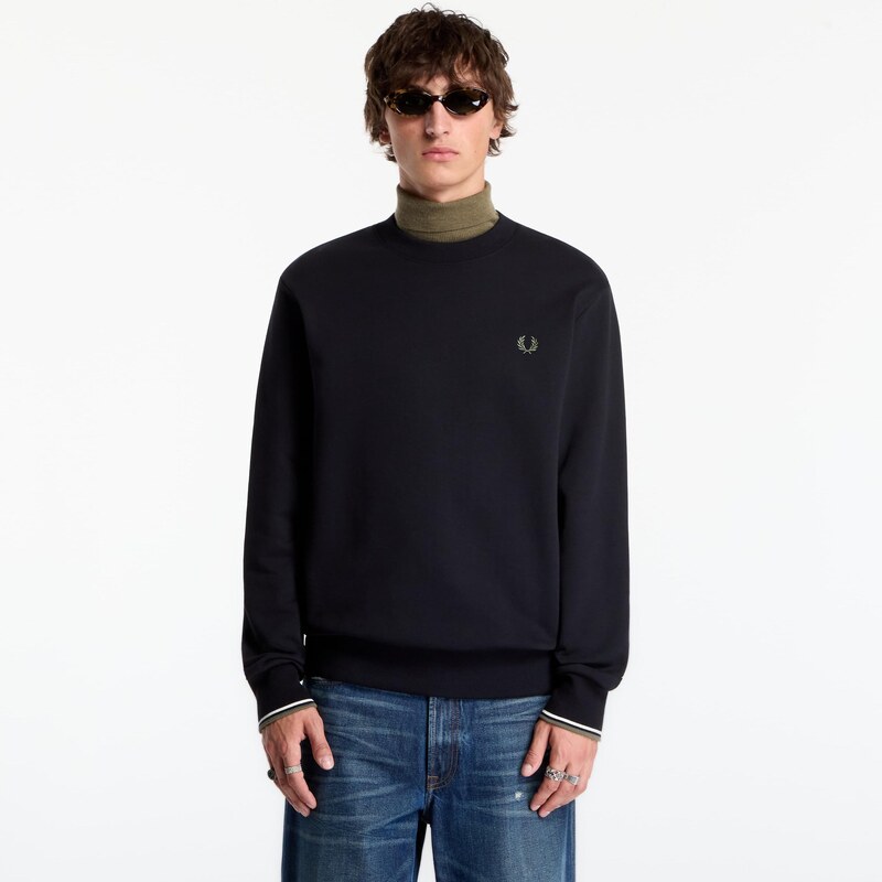 Mikina FRED PERRY Crew Neck Sweatshirt Blk/ Ecr/ Lrlwgren XL
