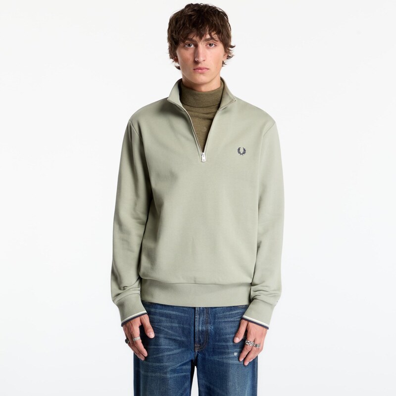 Mikina FRED PERRY Half Zip Sweatshirt Seagrass XL