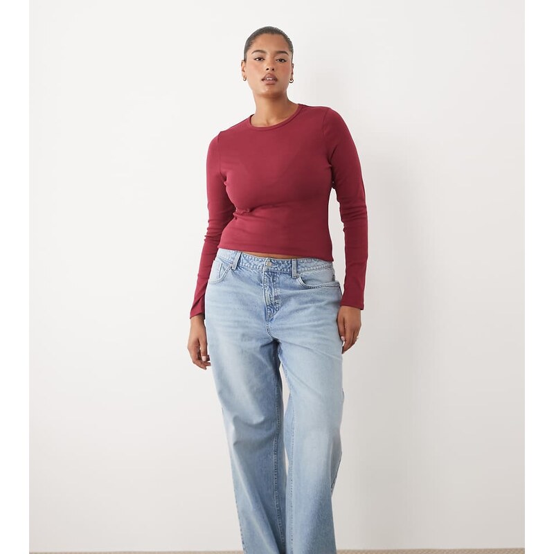 ASOS Curve ASOS DESIGN Curve straight wide leg jeans in light