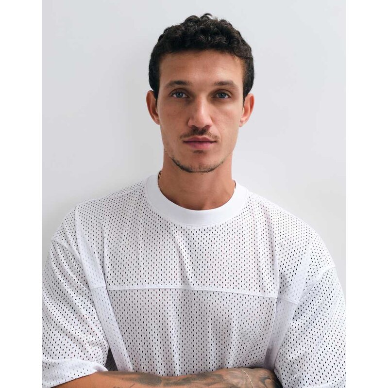 ASOS DESIGN boxy oversized t-shirt in white sport mesh