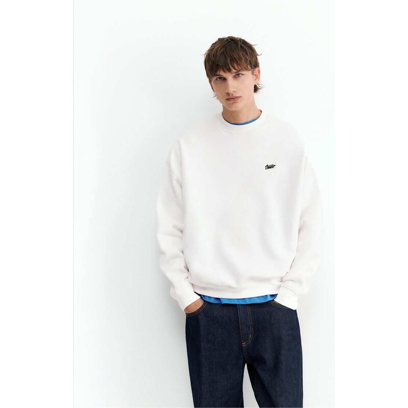 Pull&Bear Stwd boxy sweatshirt in off white