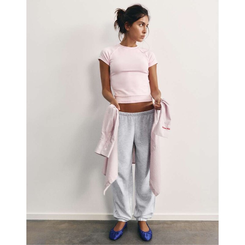 Pull&Bear Basic jogger trousers in grey marl
