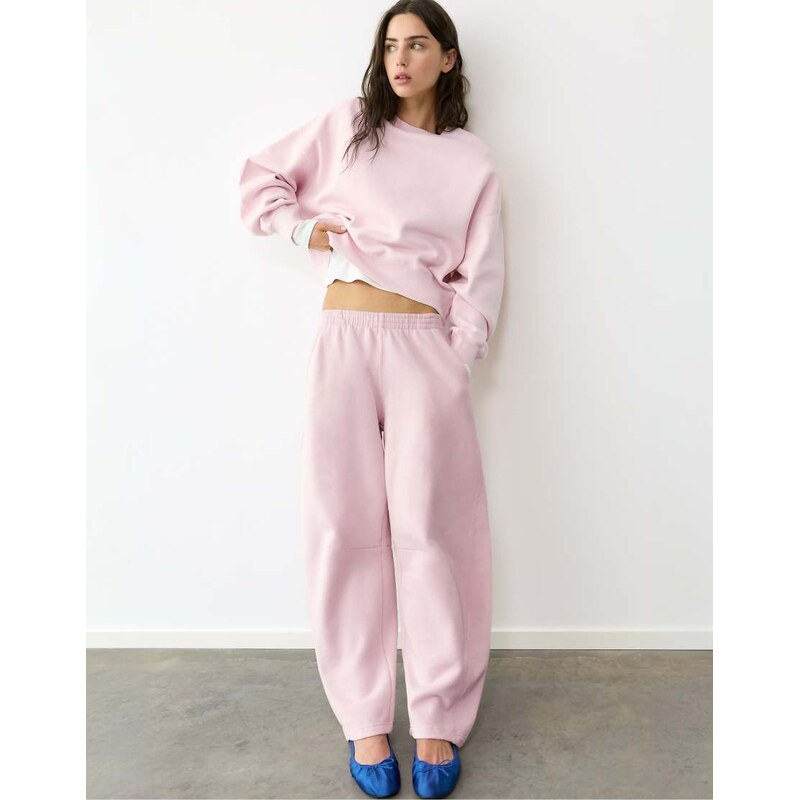 Pull&Bear Round neck sweatshirt in rose pink