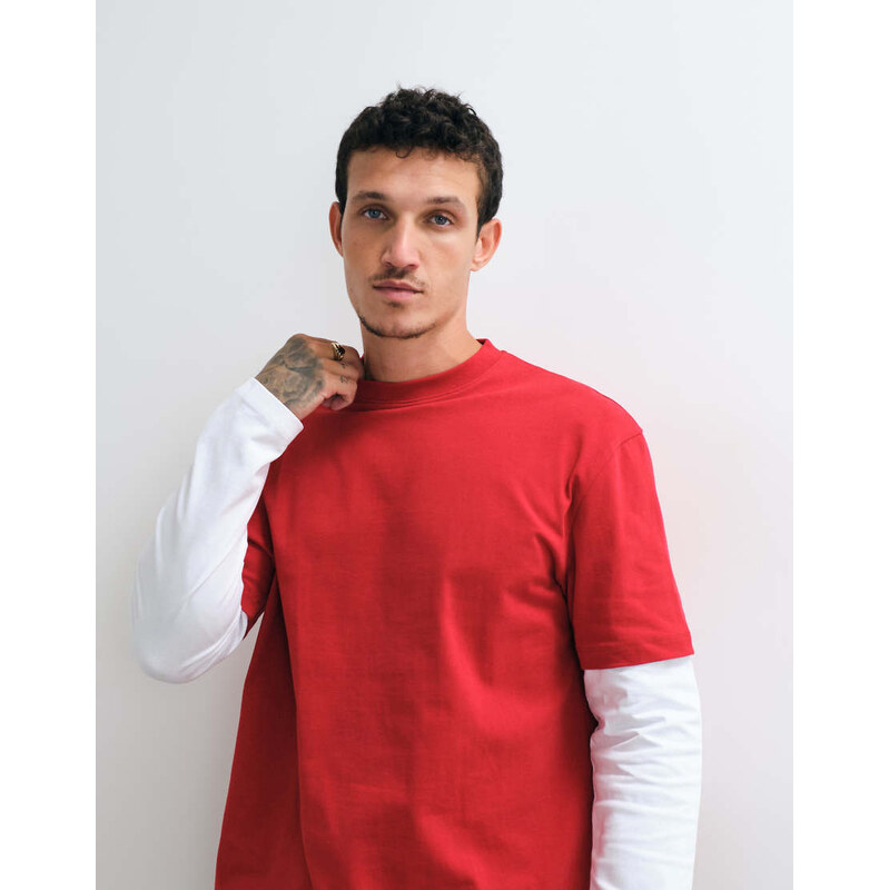 ASOS DESIGN heavyweight relaxed t-shirt with double layer in red