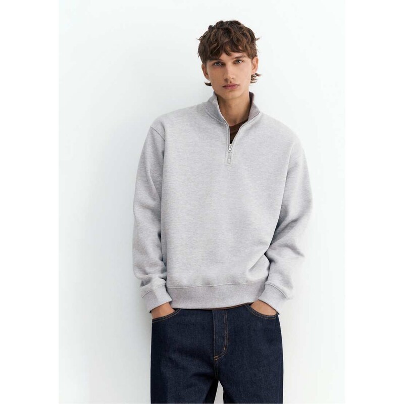 Pull&Bear Quarter-zip sweatshirt in grey marl