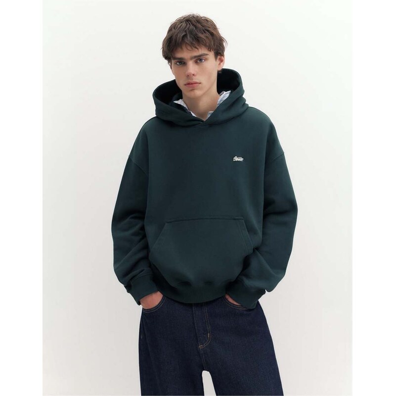 Pull&Bear Stwd boxy-fit hoodie in green