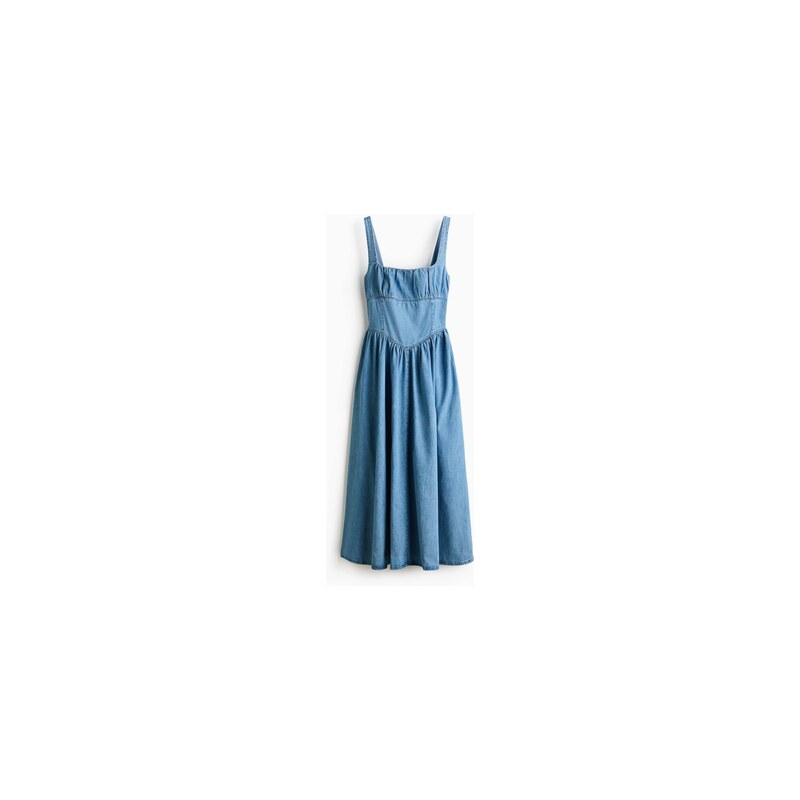 H&M - Džínové šaty midi - Světlý Denim Blue