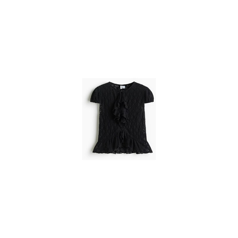 H&M - Krajkový tops volánkovými lemy - Černá
