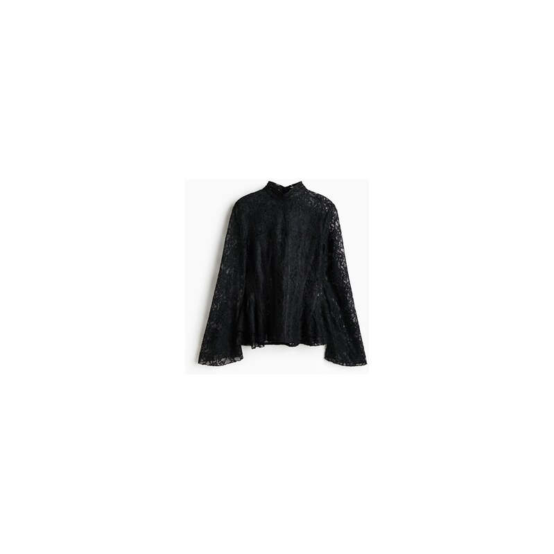 H&M - Krajkový top peplum - Černá