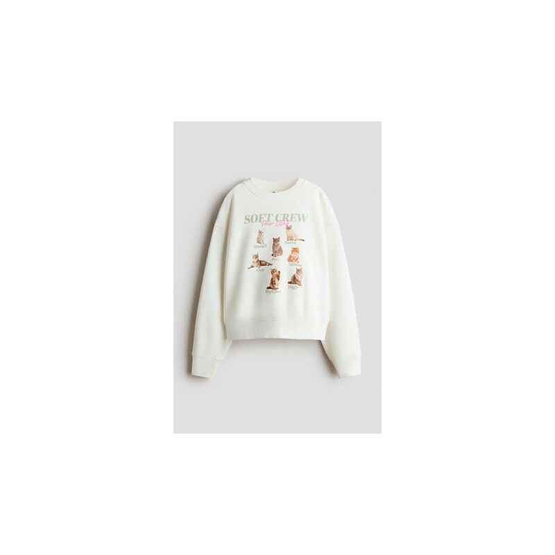 H&M - Mikinas česaným rubem - White/Cats