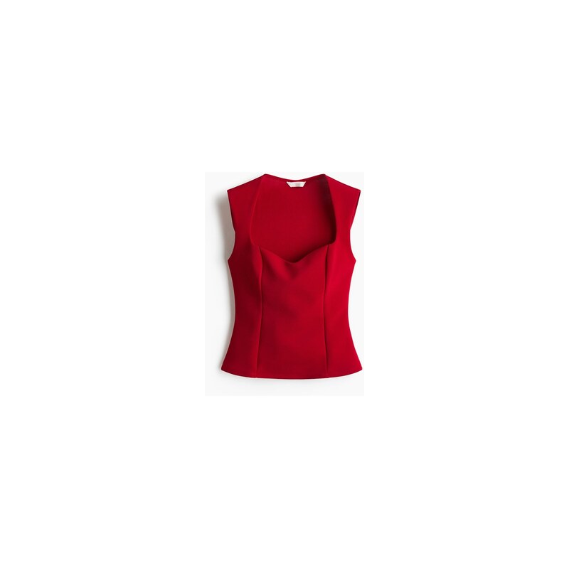 H&M - Žerzejový top bez rukávů - Červená