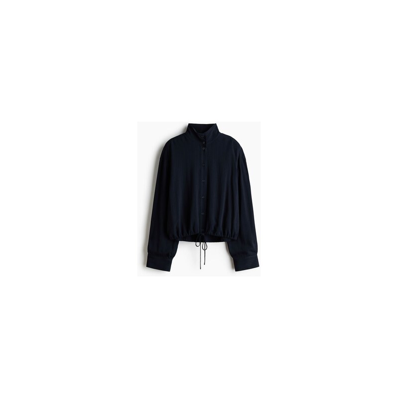 H&M - Oversized drawstring-detail shirt - Navy Blue