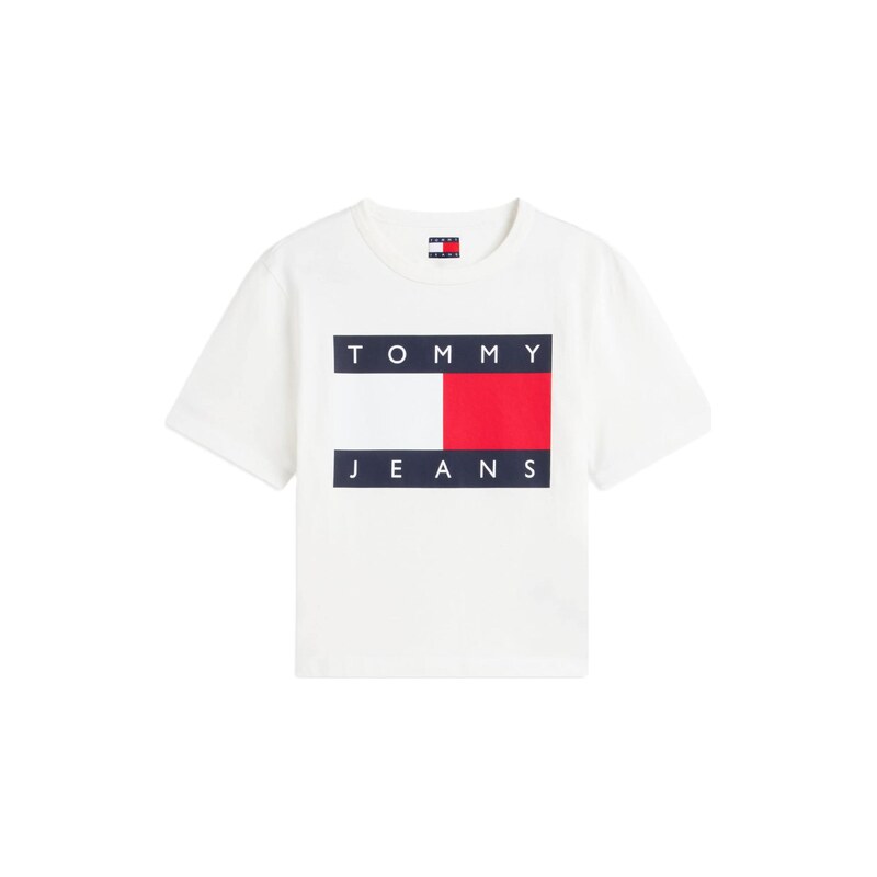 Tommy Jeans Tričko námořnická modř / tmavě červená / bílá