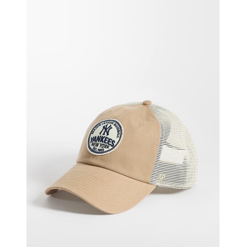 47 Brand NY Yankees felton logo trucker cap in beige-Neutral