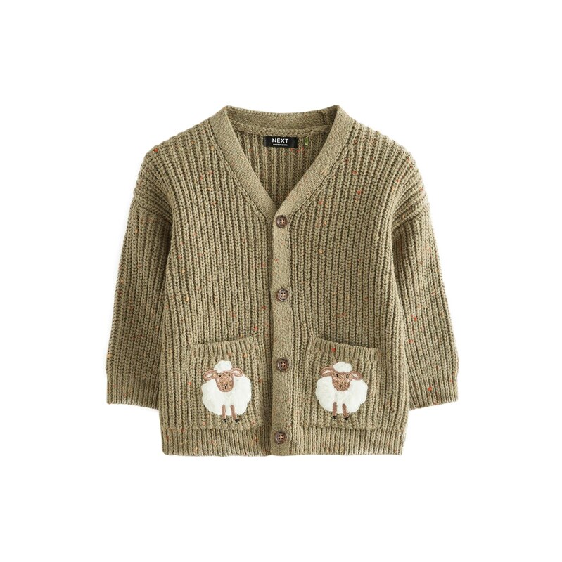 Next Pletená bunda světle hnědá / khaki / bílá