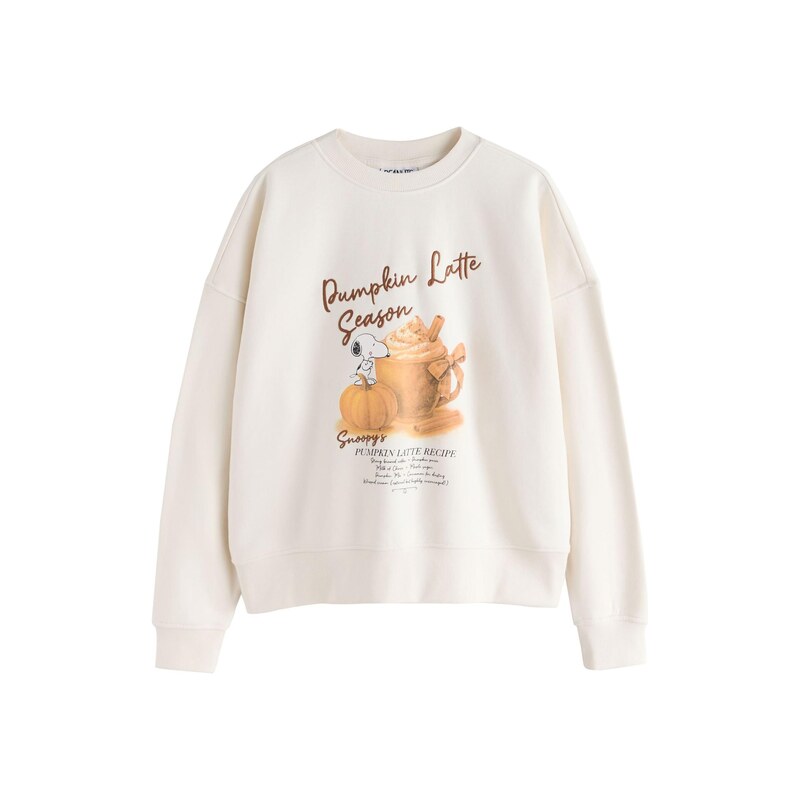 Next Mikina Pumpkin Latte Snoopy Licence režná / hnědá / světle