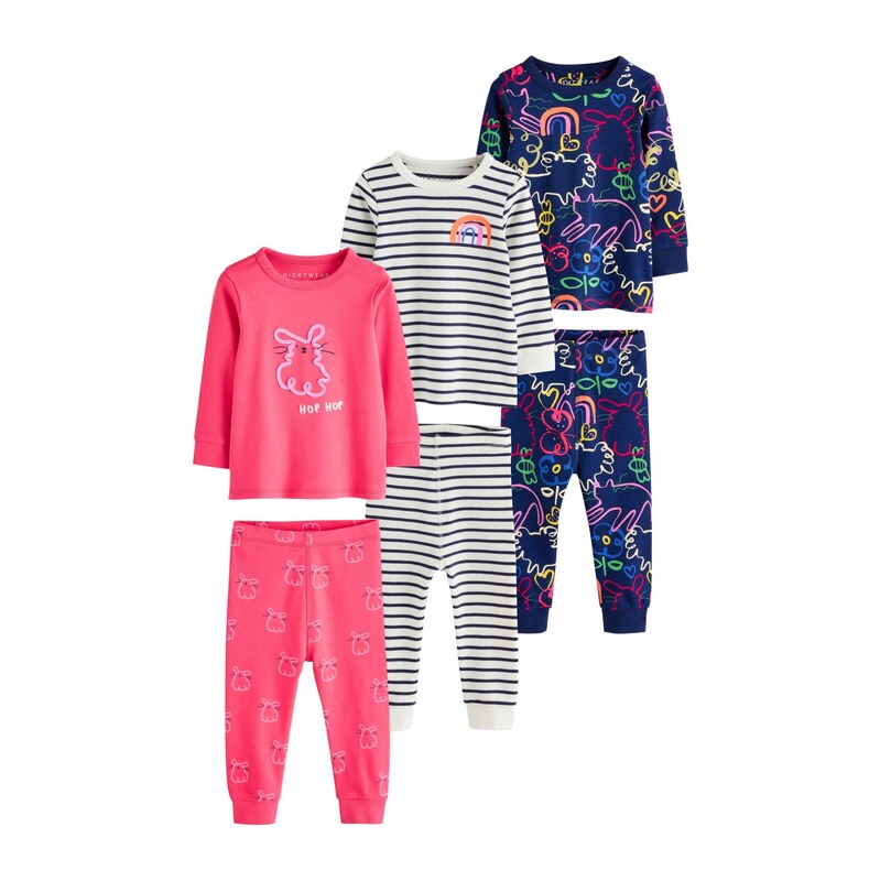 Next Pyžamo tmavě modrá / žlutá / pink / bílá