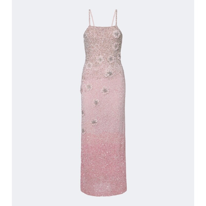 Là Fuori Embellished floral-appliqué gown
