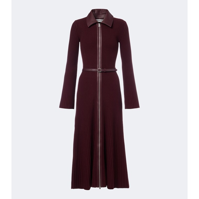 Simkhai Ismelle belted ribbed-knit shirt dress
