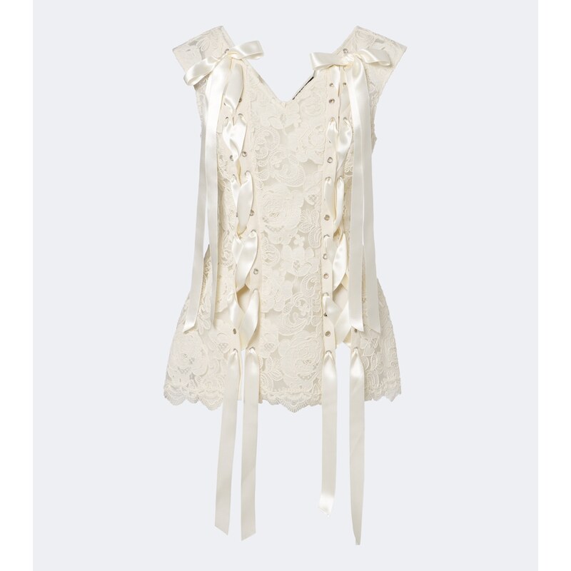 Simone Rocha Unraveling bow-detail lace top