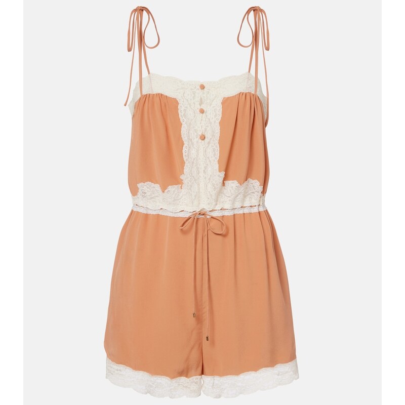 Chloé Lace-trimmed silk romper