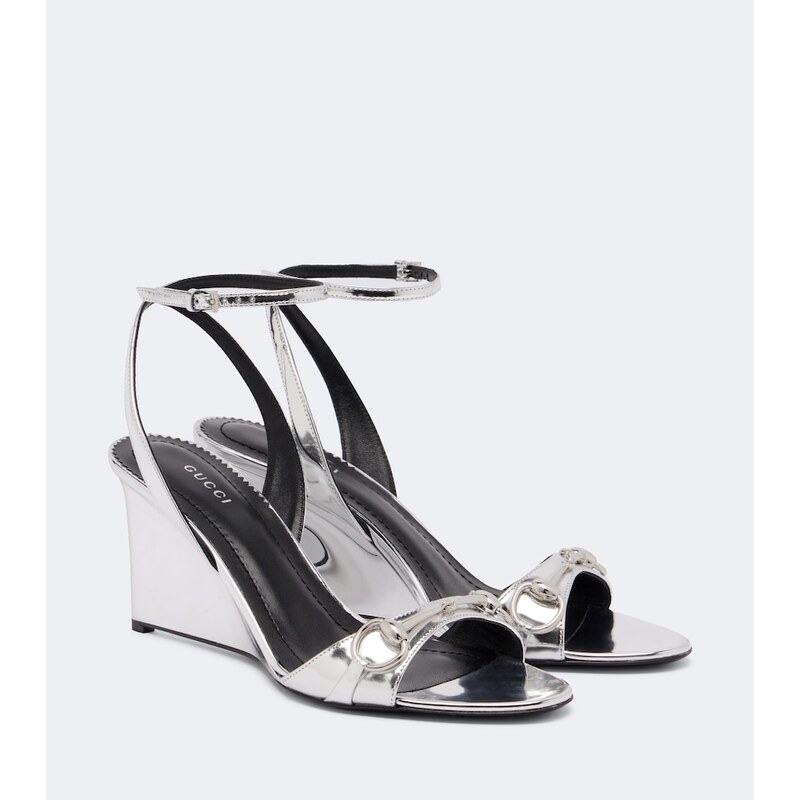 Gucci Donna leather wedge sandals