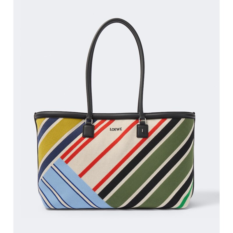 Loewe Verano Large striped canvas tote bag