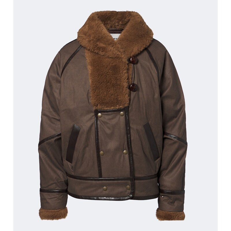 Dámský double-breasted bomber Marant Etoile Olinka v hnědé barvě
