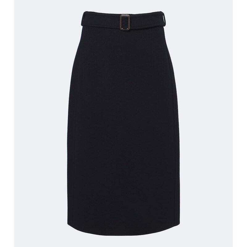 S Max Mara Belted virgin wool midi skirt