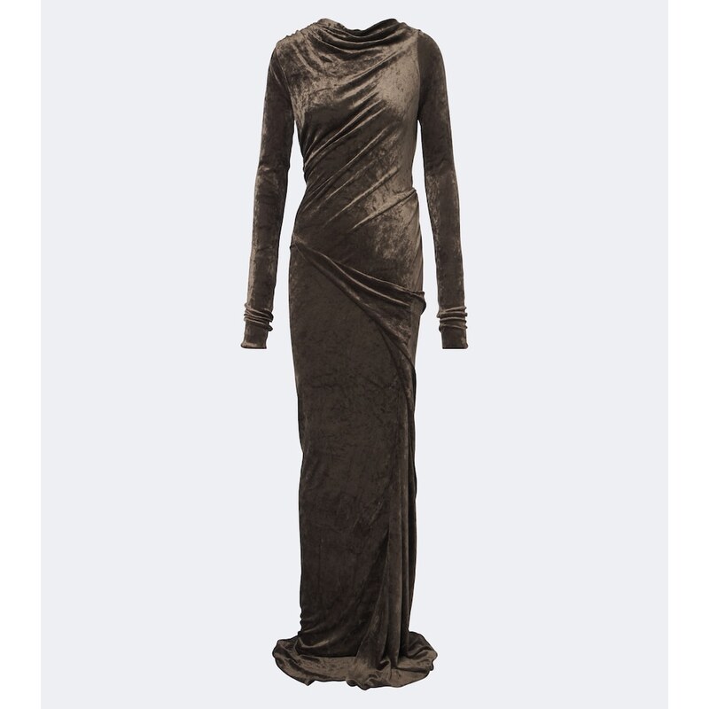 Rick Owens Lilies Shailee draped open-back velvet gown