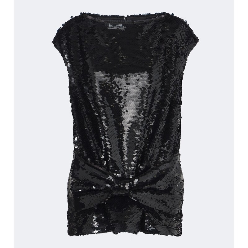 Simone Rocha Bow-detail sequined peplum top