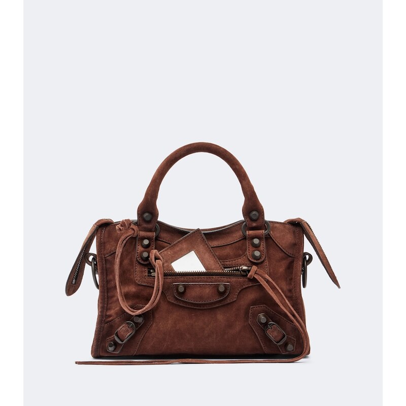 Balenciaga Le City Mini suede top-handle bag