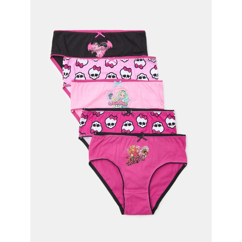 Sinsay - Bavlněné kalhotky 5 balení Monster High - fuchsiová