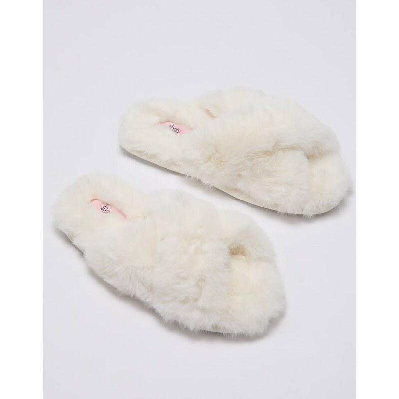 Boux Avenue Cross band slider slippers open toe soft plush
