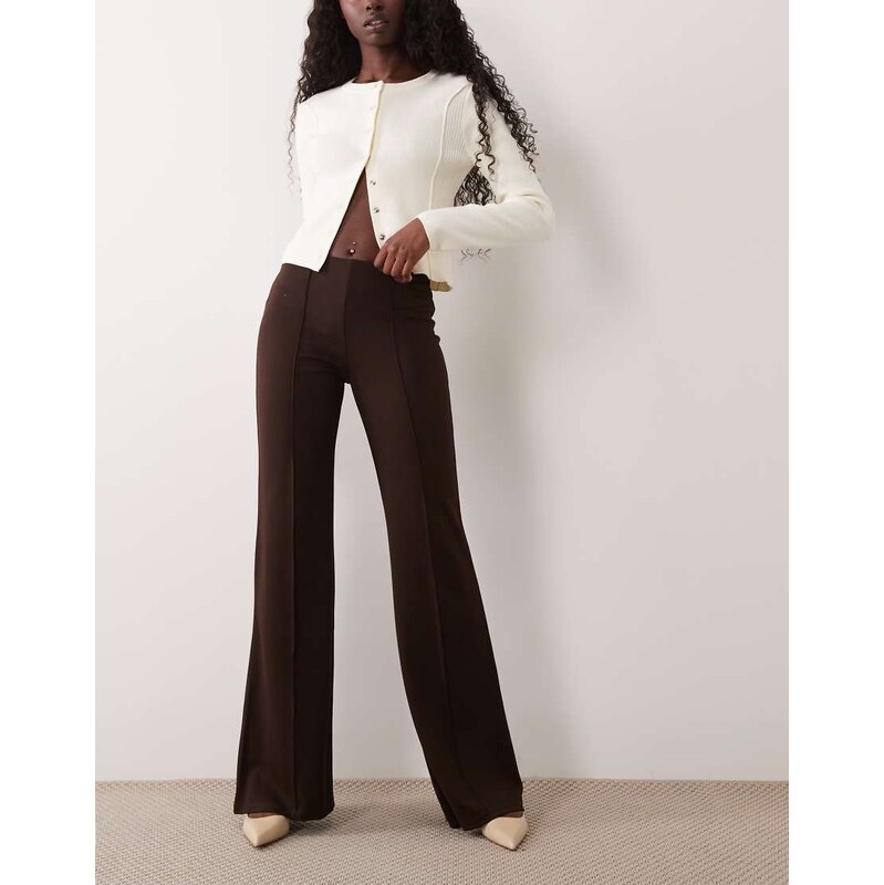 Mango pleat front flared trouser in brown