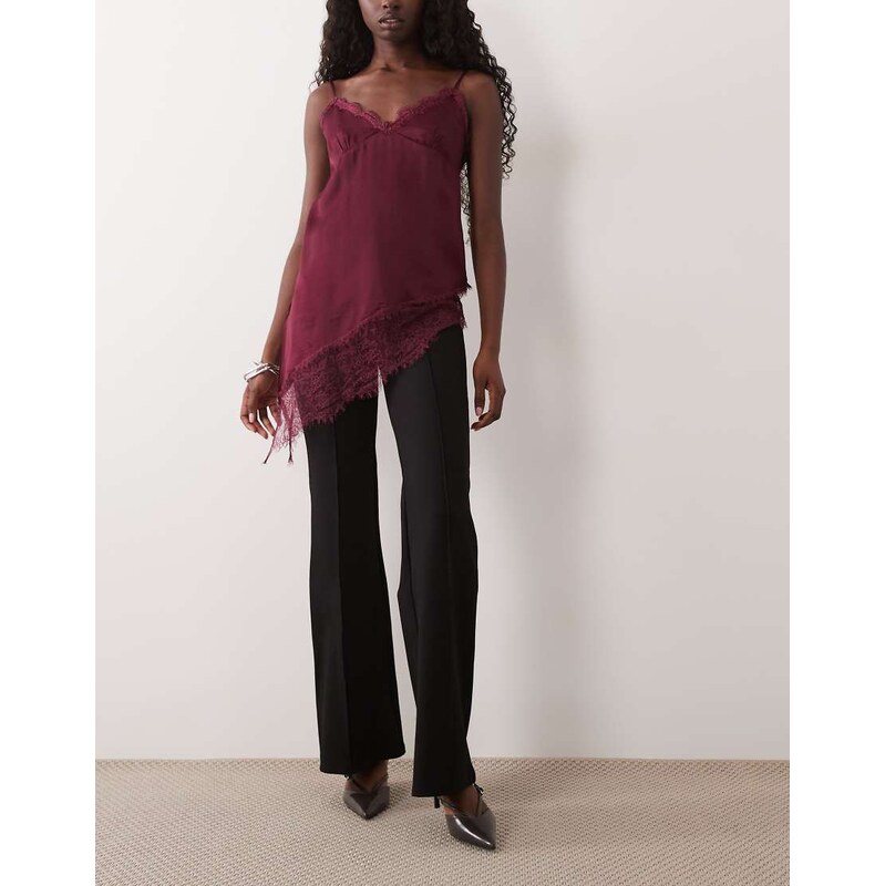 Mango pleat front flared trouser in black