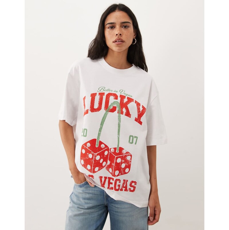 ASOS DESIGN oversized T-shirt with lucky vegas cherry graphic in