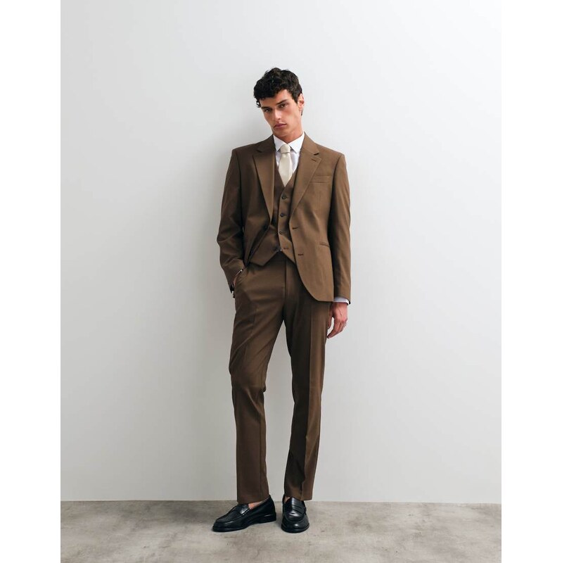 ASOS DESIGN slim suit trousers in mid brown