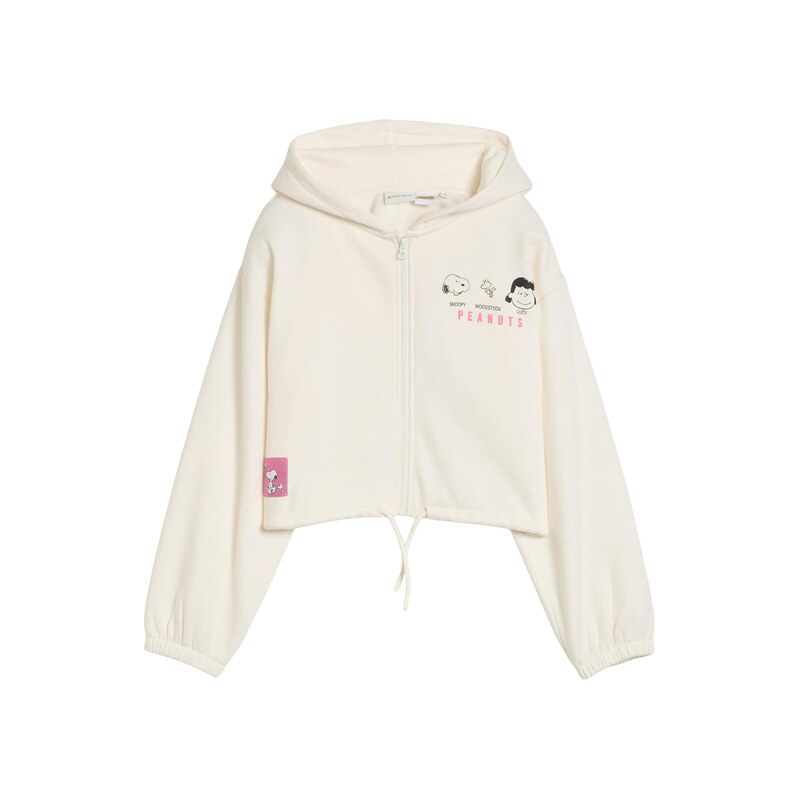 TOM TAILOR Mikina Peanuts růžová / černá / offwhite