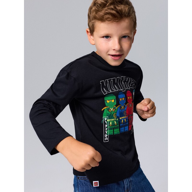 Sinsay - Bavlněná košilka s potiskem Lego Ninjago - černá