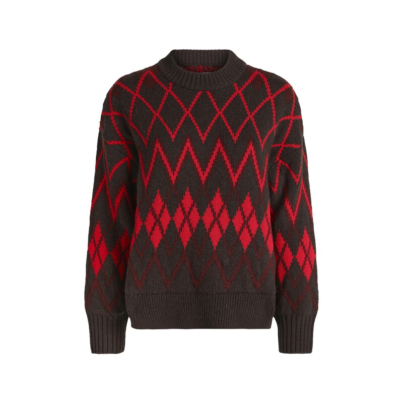 Barbour Svetr Adina tmavě hnědá / červená / vínově červená