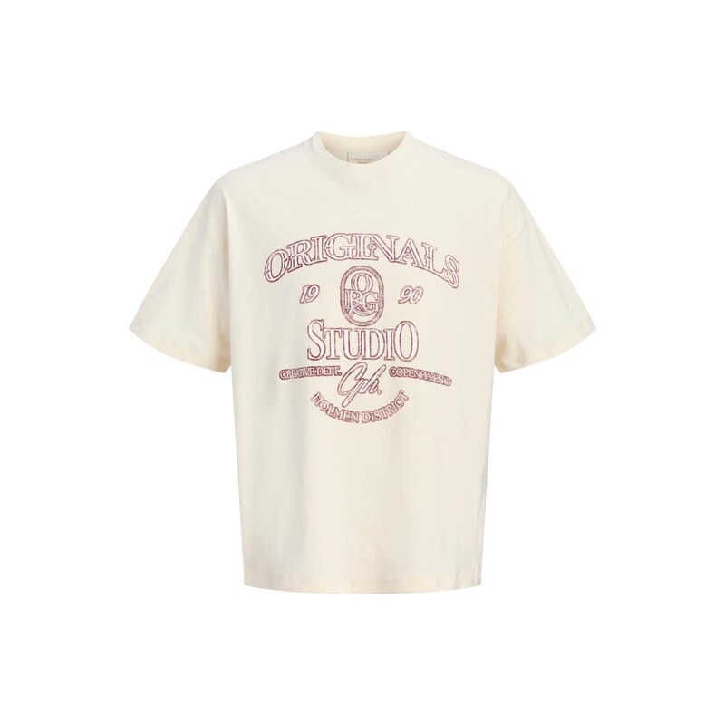 JACK & JONES Tričko JORCHAMBERI burgundská červeň / barva bílé