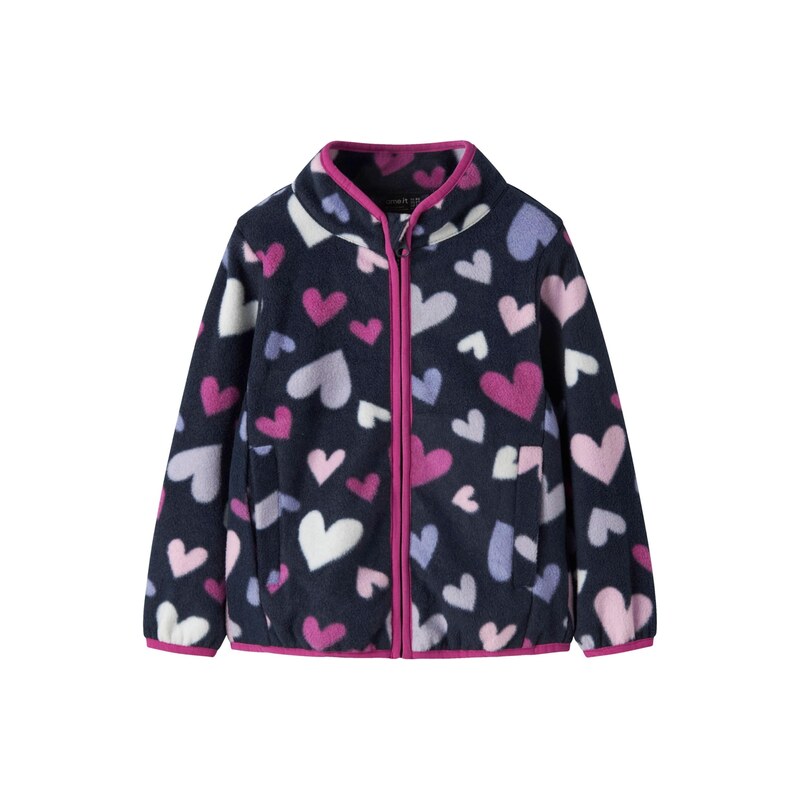 NAME IT Fleecová mikina NMFMEEKO námořnická modř / pink / růžová