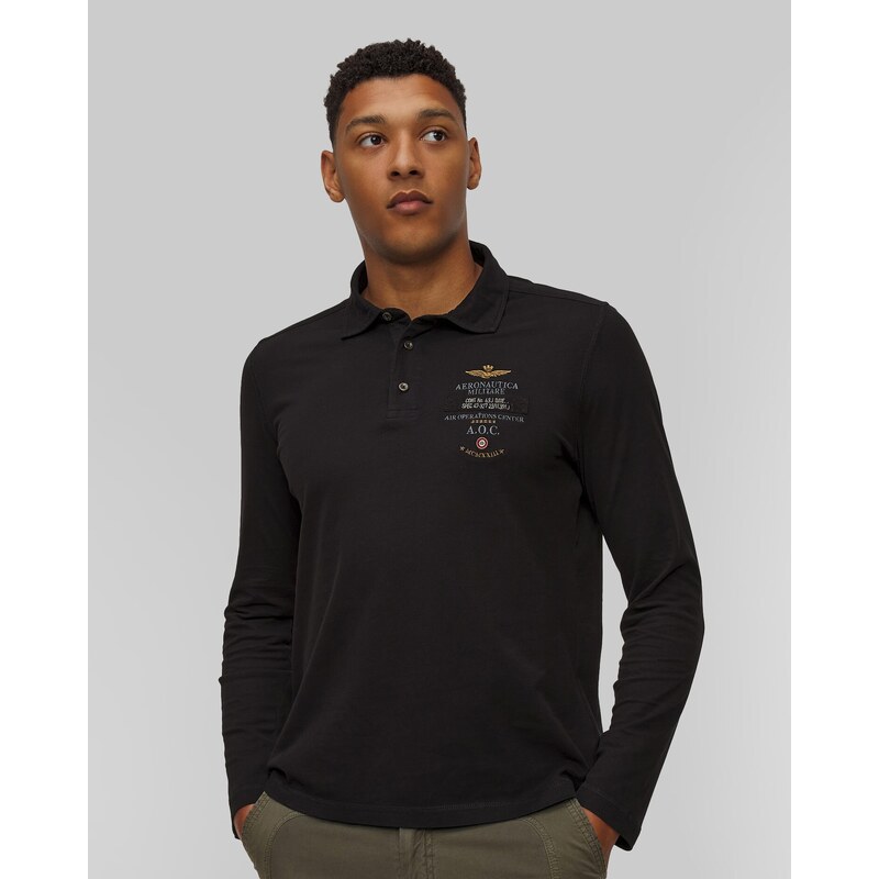 Černé Pánské Polo S Dlouhými Rukávy Aeronautica Militare
