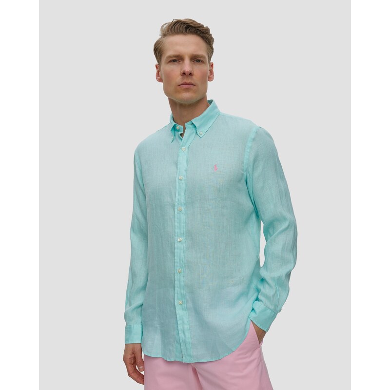 Modrá Pánská Lněná Košile Polo Ralph Lauren