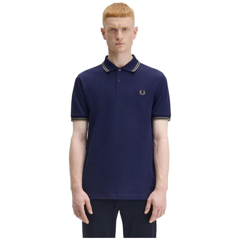 Fred Perry Tričko Polo fred perry marino/verde twin tipped shirt